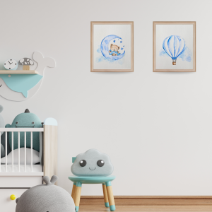 Egy mackó kék színű álma - Akvarell festmény